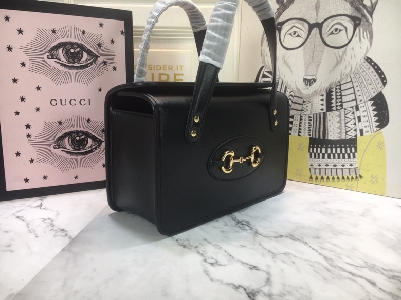 GG HORSEBIT 1955 MINI TOP HANDLE BAG 27.5CM BLACK 645453 92TCG 8563