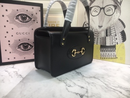 GG HORSEBIT 1955 MINI TOP HANDLE BAG 27.5CM BLACK 645453 92TCG 8563