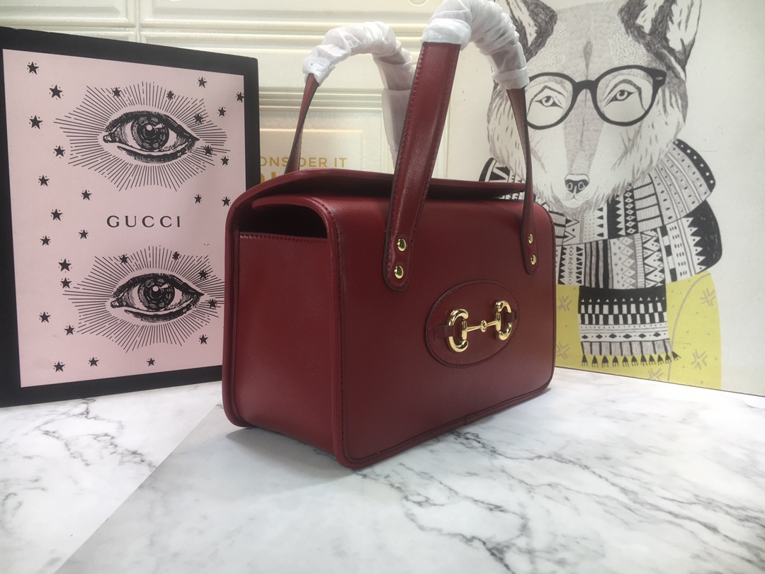 GG HORSEBIT 1955 MINI TOP HANDLE BAG 27.5CM RED 645453 92TCG 8563
