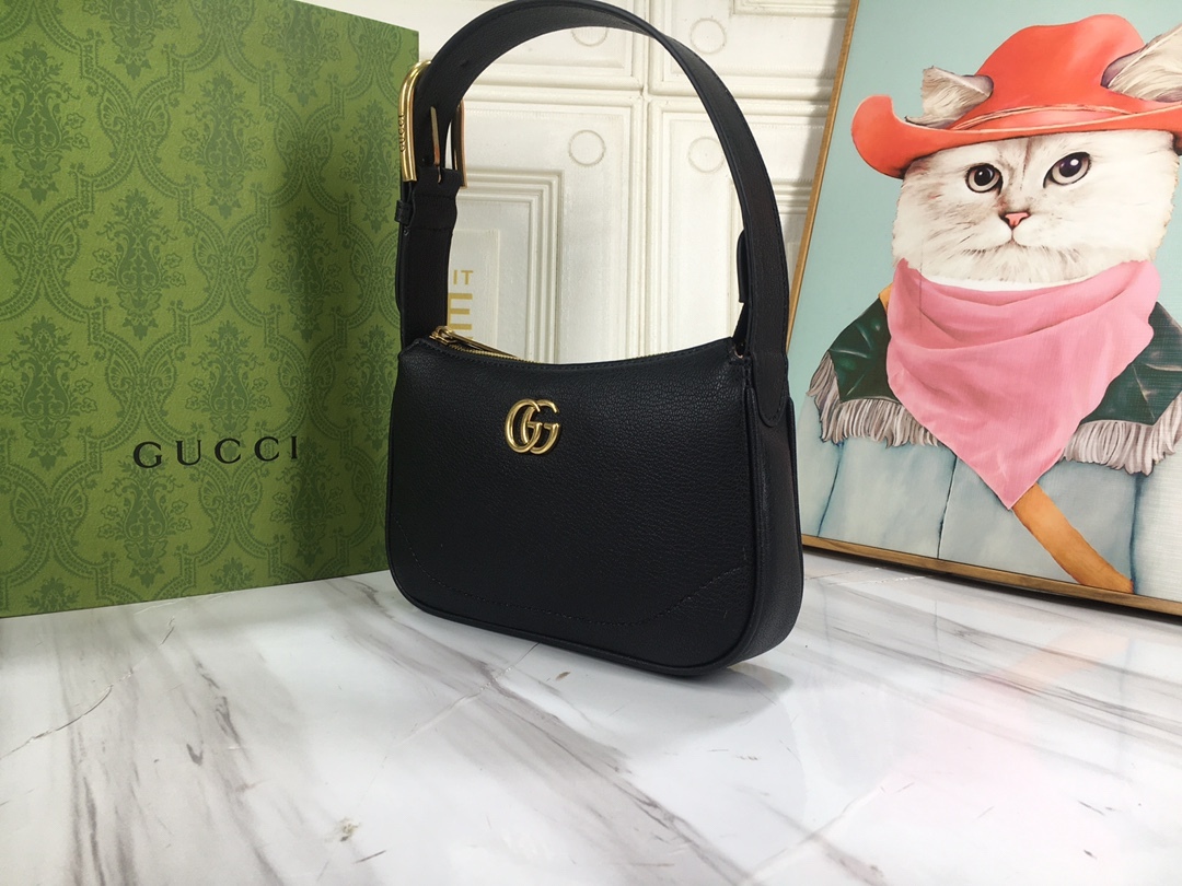 GG APHRODITE MINI SHOULDER BAG BLACK 21CM ‎739076 AAA9F 1000