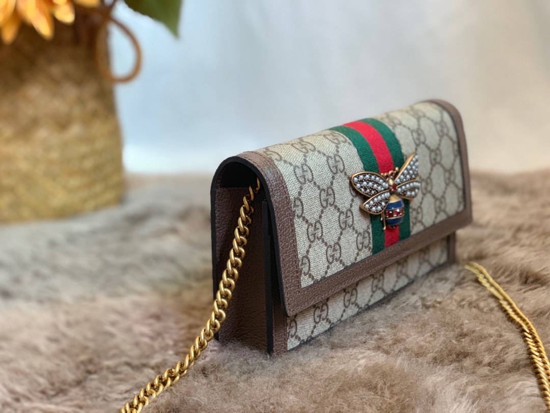 GG LADIES MULTICOLOR QUEEN MARGARET LEATHER MINI SHOULDER BAG BROWN 20CM 476079 9I6QT 8540