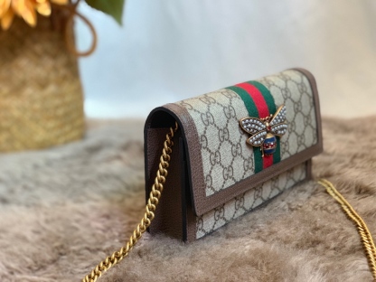 GG LADIES MULTICOLOR QUEEN MARGARET LEATHER MINI SHOULDER BAG BROWN 20CM 476079 9I6QT 8540