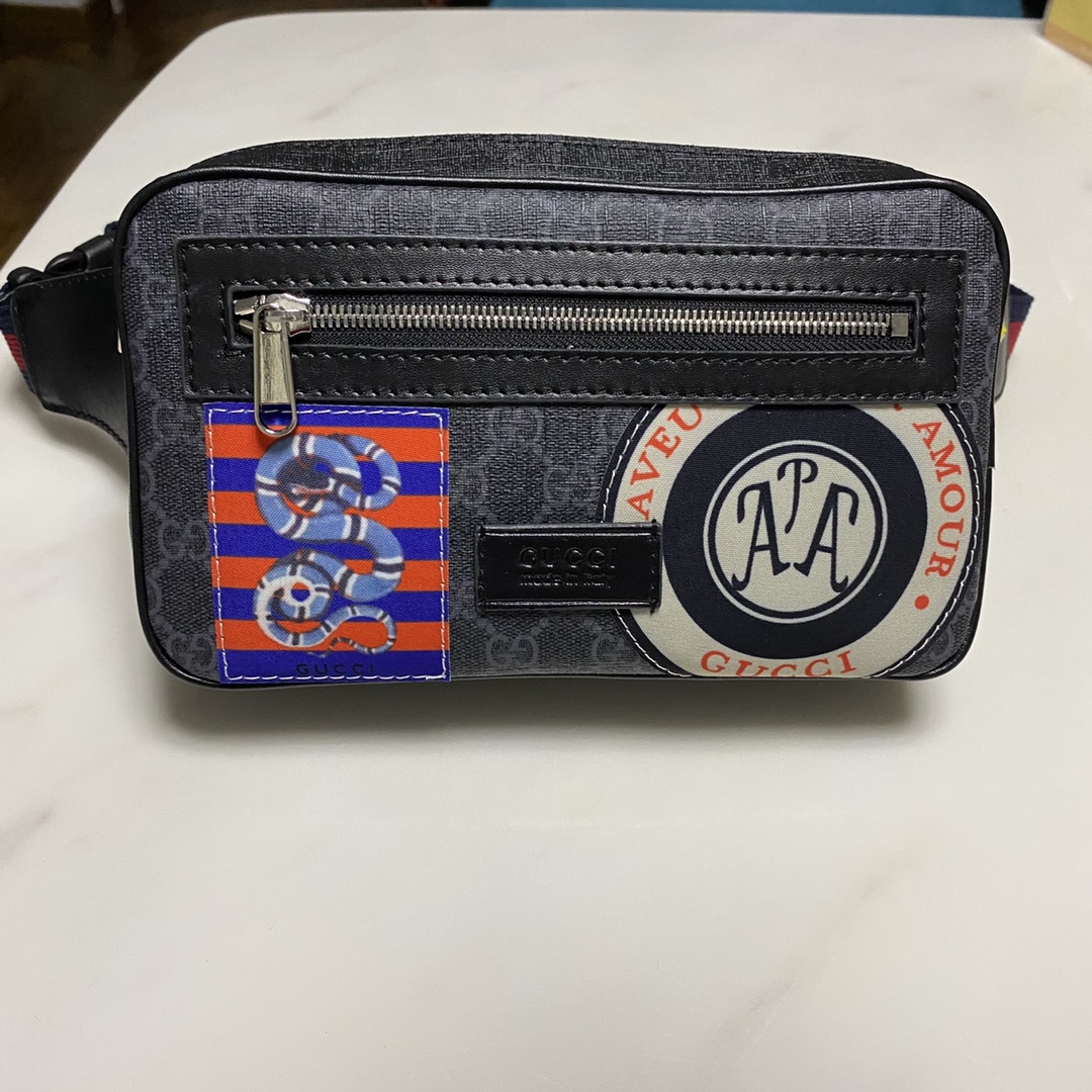 GG GG BLACK NIGHT COURRIER BELT BAG 24CM 474293 9IKEN 8850