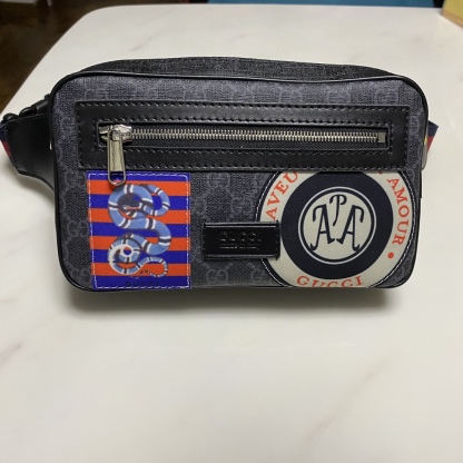 GG GG BLACK NIGHT COURRIER BELT BAG 24CM 474293 9IKEN 8850