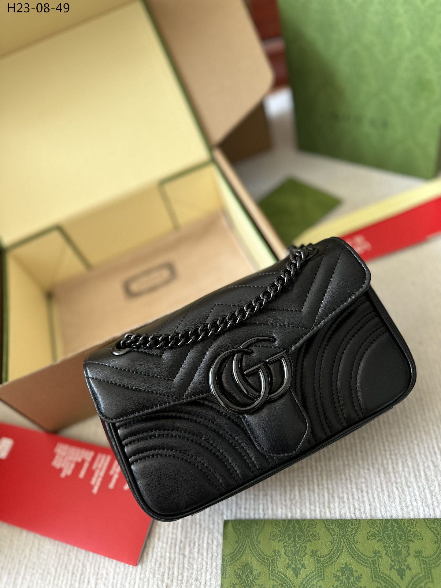 GG GG MARMONT SMALL SHOULDER BAG BLACK 26CM 443497 DTDFV 1000