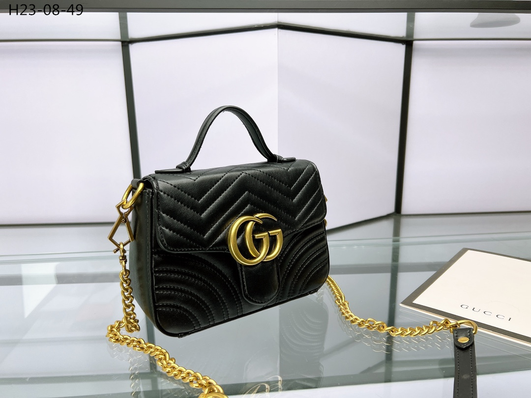 GG GG MARMONT MINI TOP HANDLE BAG BLACK 20CM ‎547260 DTDIT 1000