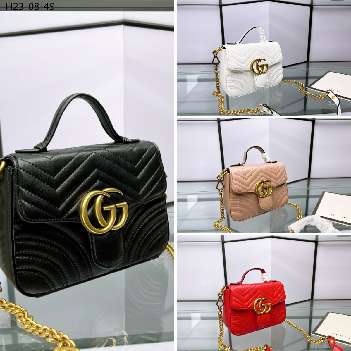 GG GG MARMONT MINI TOP HANDLE BAG BLACK 20CM ‎547260 DTDIT 1000