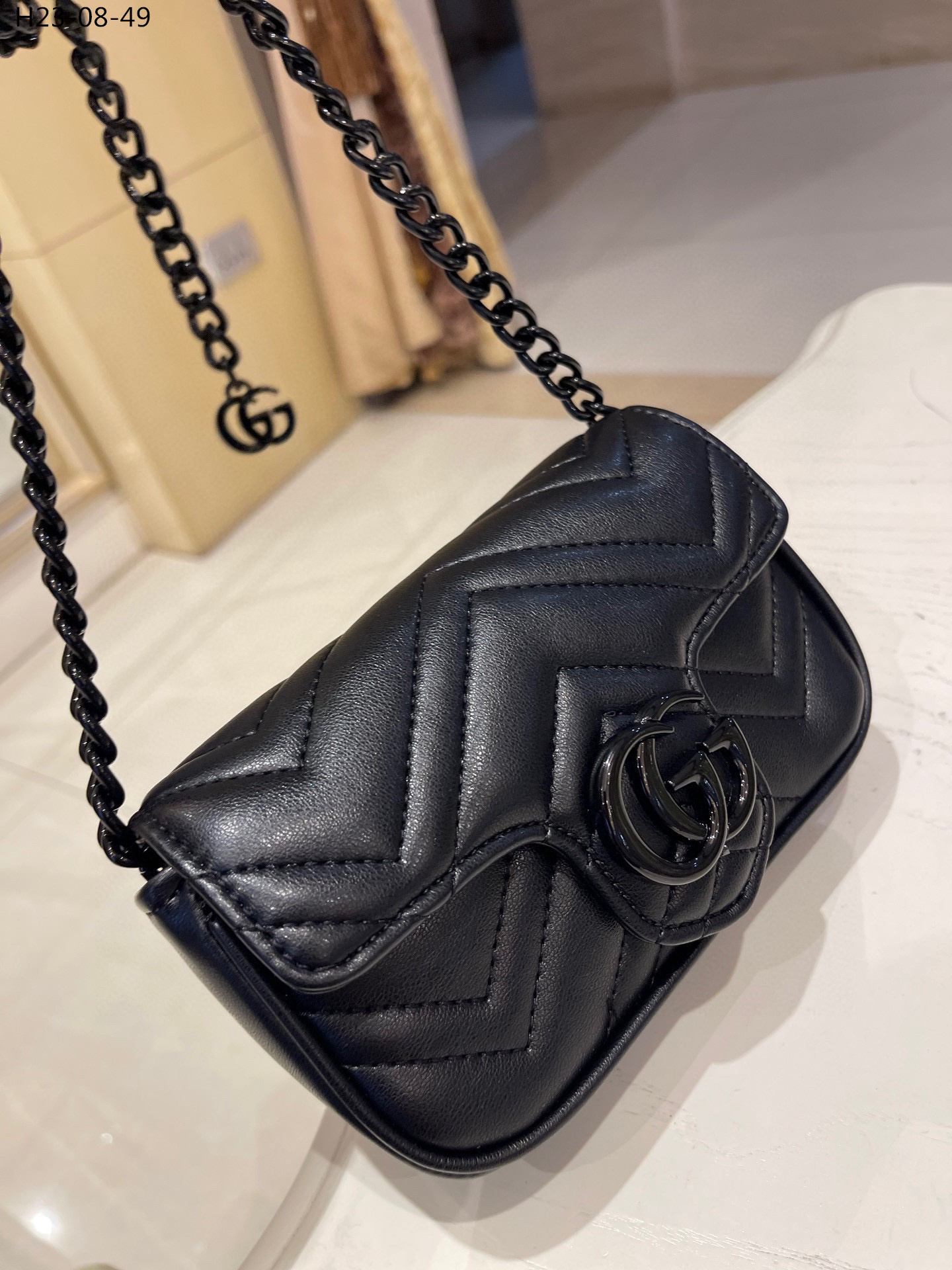 GG GG MARMONT SMALL SHOULDER BAG BLACK 26CM 443497 DTDFV 1000