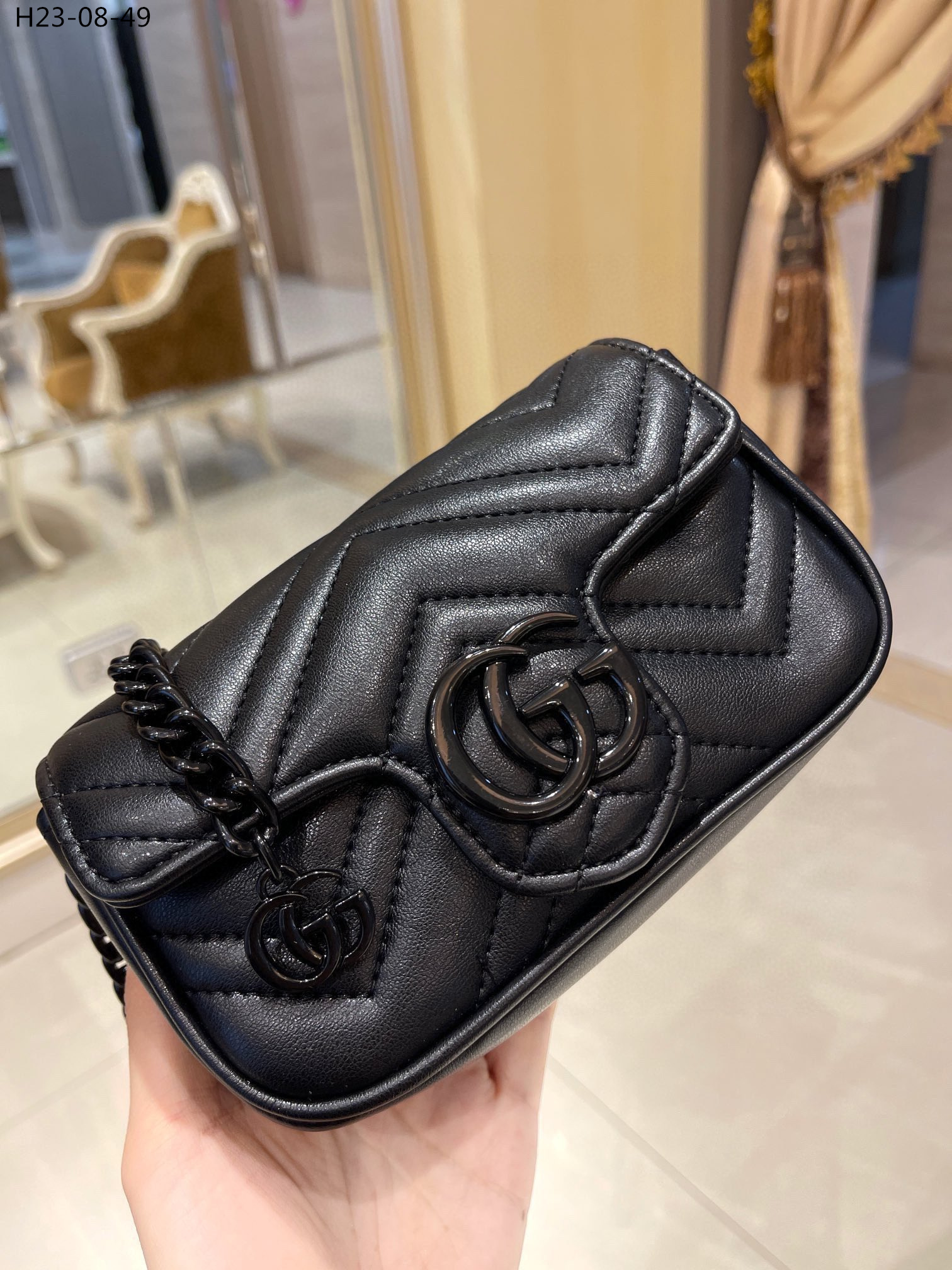 GG GG MARMONT SMALL SHOULDER BAG BLACK 26CM 443497 DTDFV 1000