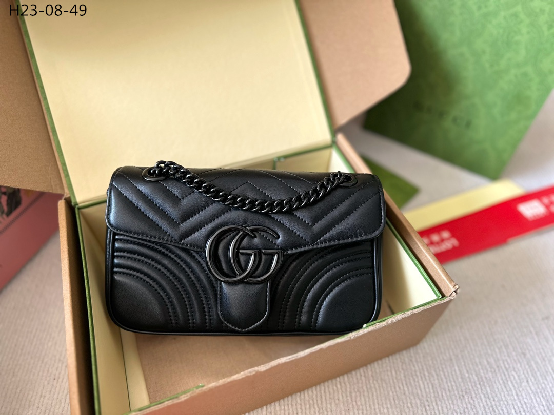 GG GG MARMONT SMALL SHOULDER BAG BLACK 26CM 443497 DTDFV 1000