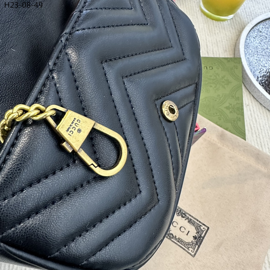 GG GG MARMONT LEATHER SUPER MINI BAG BLACK 17CM 476433 DTDCT 1000