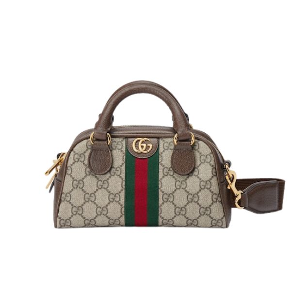 GG OPHIDIA GG MINI TOP HANDLE BAG BROWN 22CM ‎724606 9C2SG 8746