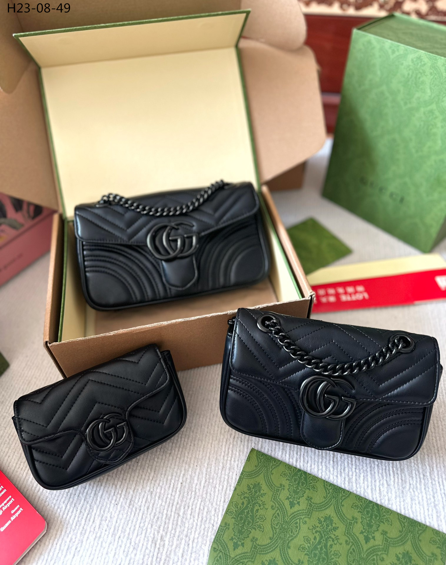 GG GG MARMONT SMALL SHOULDER BAG BLACK 26CM 443497 DTDFV 1000