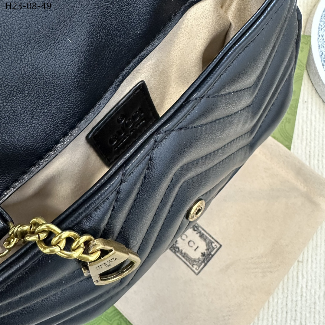 GG GG MARMONT LEATHER SUPER MINI BAG BLACK 17CM 476433 DTDCT 1000