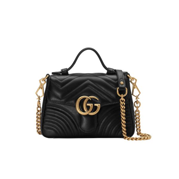 GG GG MARMONT MINI TOP HANDLE BAG BLACK 20CM ‎547260 DTDIT 1000