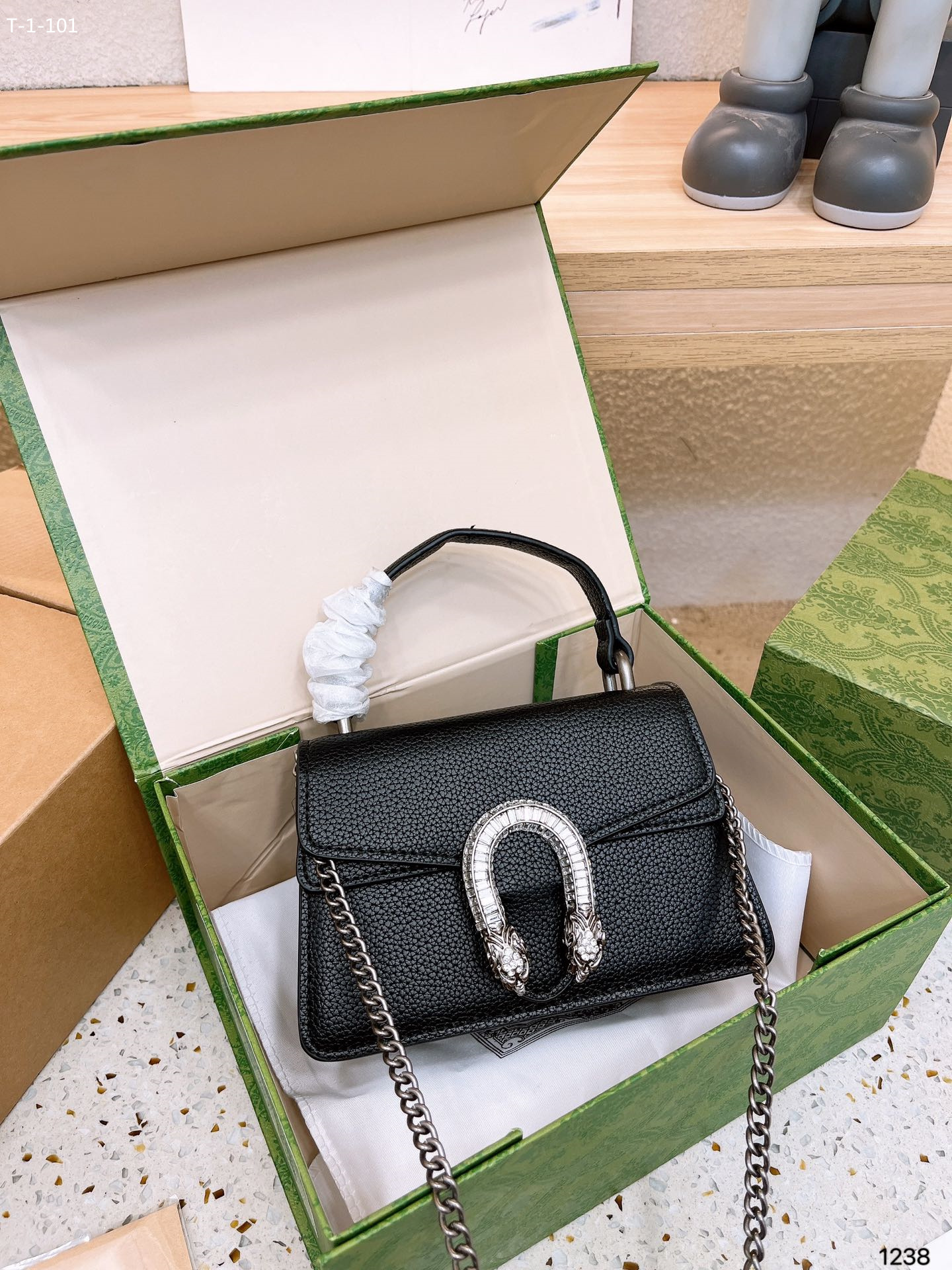 GG DIONYSUS MINI TOP HANDLE BAG BLACK 18CM 752029 CAOGN 1155