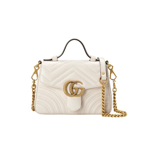 GG GG MARMONT MINI TOP HANDLE BAG WHITE 20CM ‎547260 DTDIT 9022