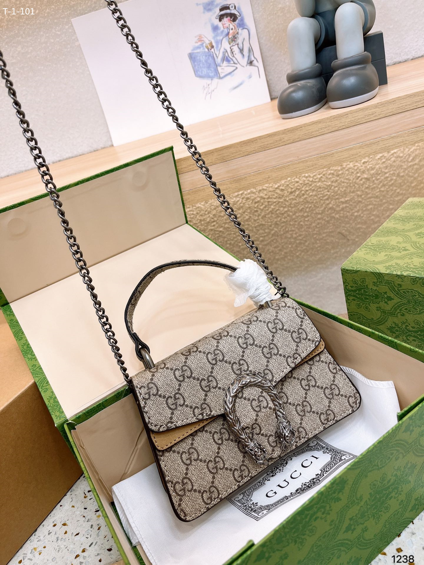 GG DIONYSUS MINI TOP HANDLE BAG BEIGE 18CM