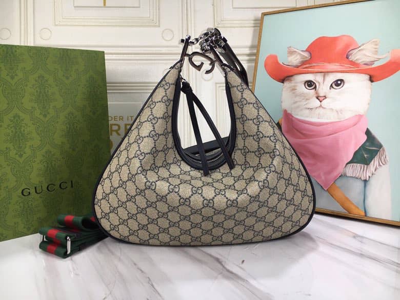 GG GG ATTACHE LARGE SHOULDER BAG BEIGE 35CM 702823 96GRN 4082