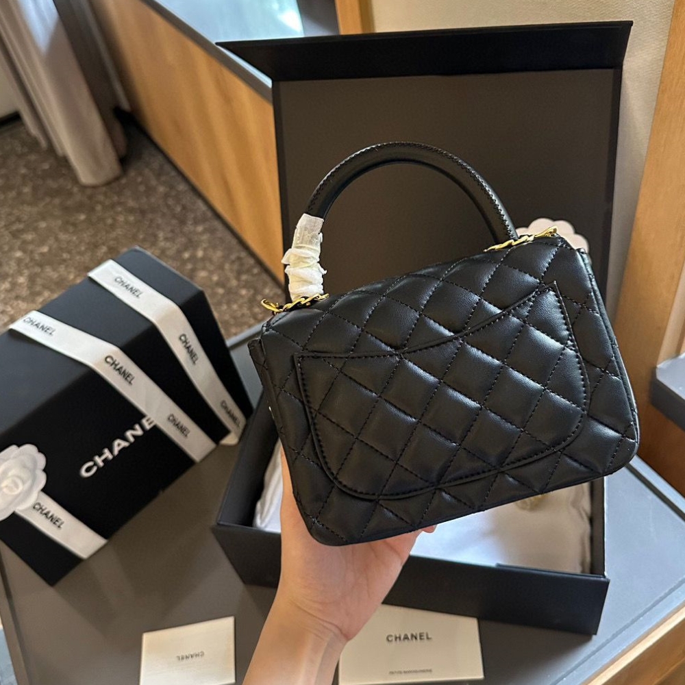 GG MINI FLAP BAG WITH TOP HANDLE BIJOUX CHAIN BLACK 18CM AS4370 B16910 94305