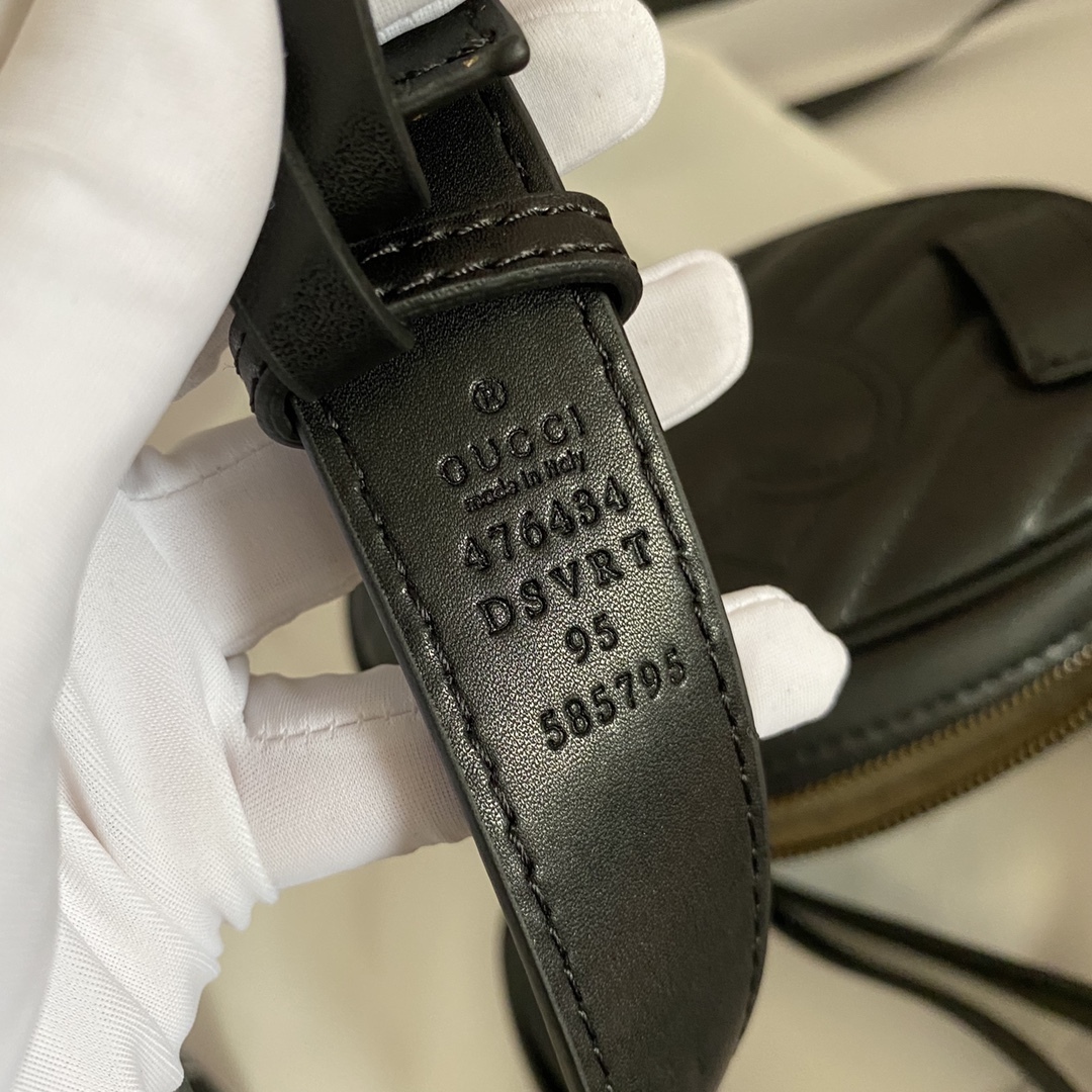 GG GG MARMONT BELT BAG MATELASSE BLACK 18CM