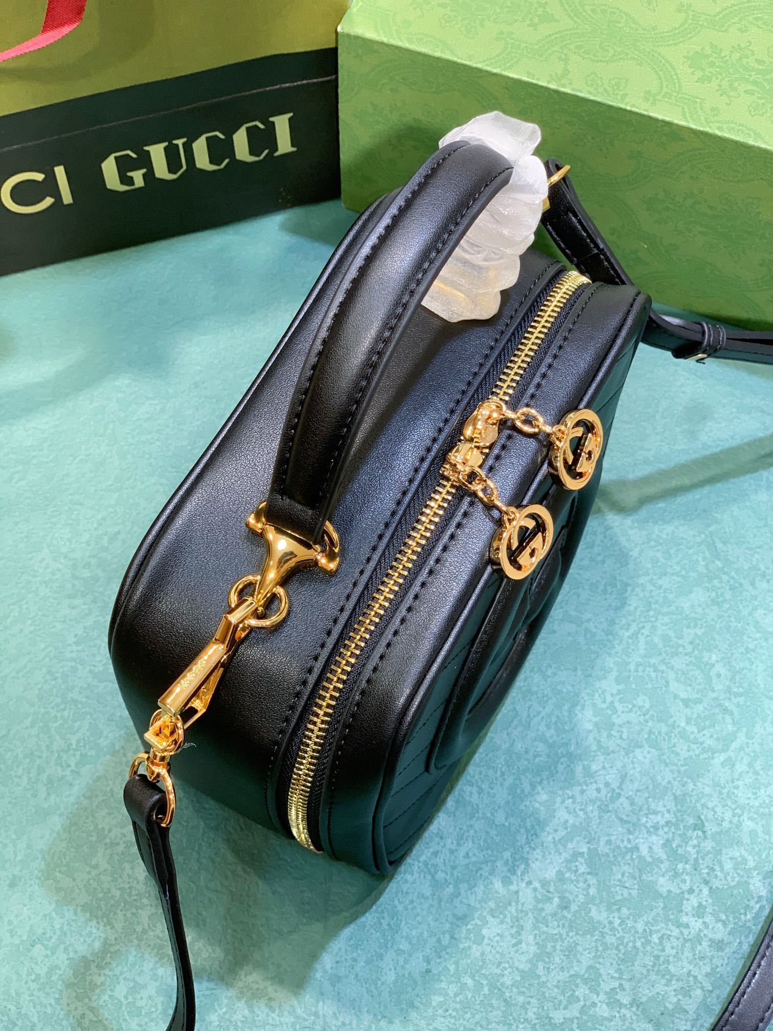 GG BLONDIE TOP HANDLE BAG BLACK 20CM ‎744434 1IV0G 1000