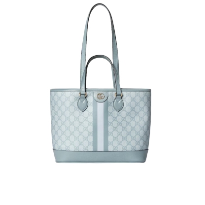 GG OPHIDIA SMALL TOTE BAG DUSTY BLUE 23CM ‎765043 FAD04 8741