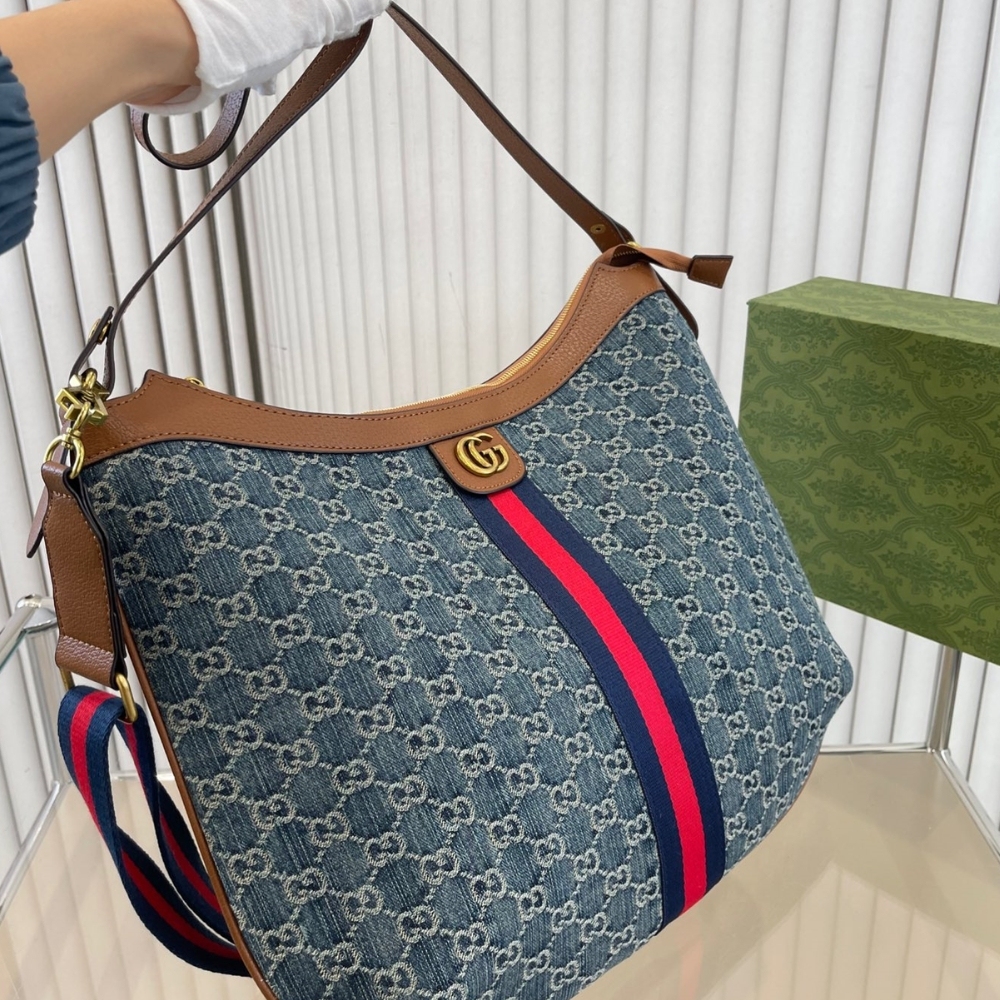 GG OPHIDIA SMALL SHOULDER BAG BLUE 42CM