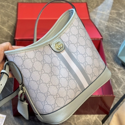 GG OPHIDIA SMALL TOTE BAG DUSTY BLUE 23CM ‎765043 FAD04 8741