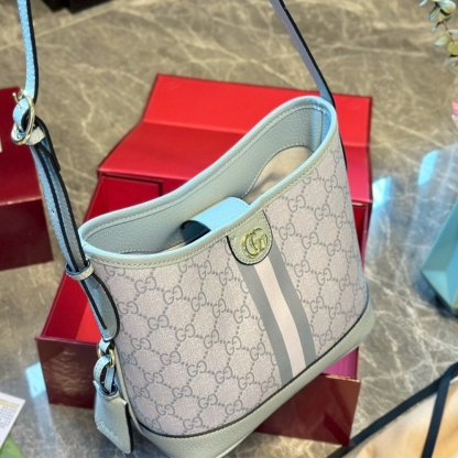 GG OPHIDIA SMALL TOTE BAG DUSTY BLUE 23CM ‎765043 FAD04 8741