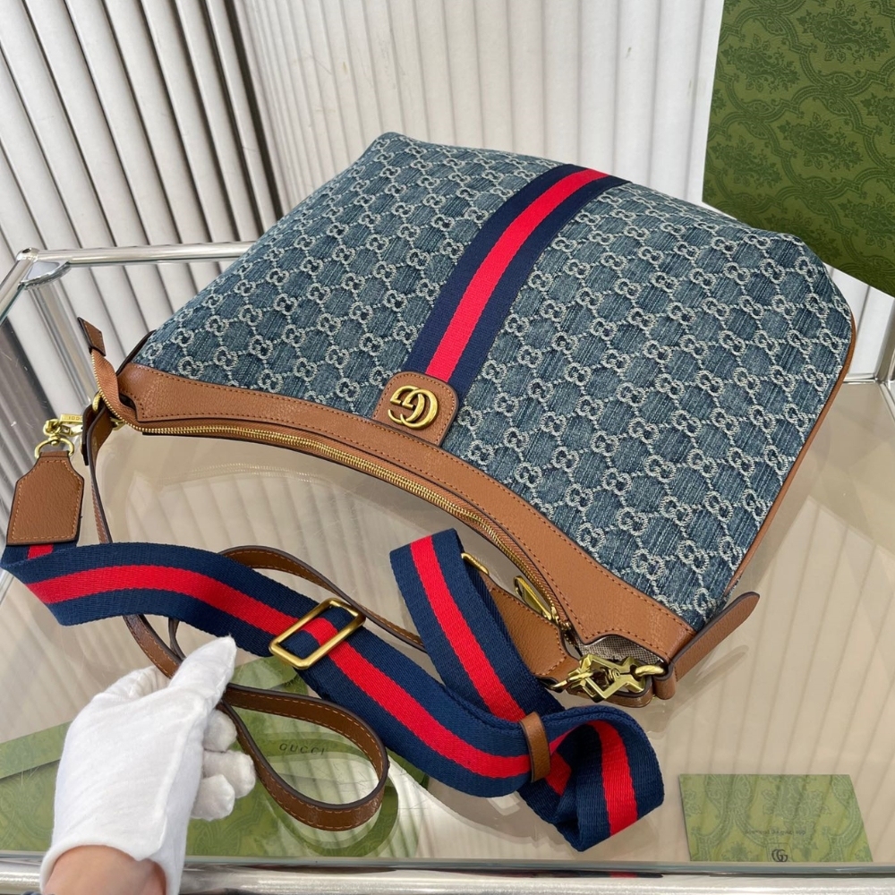 GG OPHIDIA SMALL SHOULDER BAG BLUE 42CM