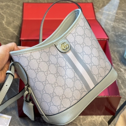 GG OPHIDIA SMALL TOTE BAG DUSTY BLUE 23CM ‎765043 FAD04 8741