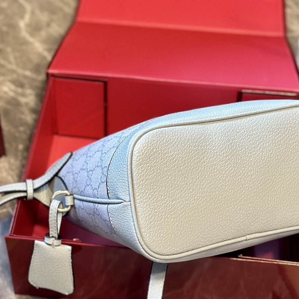 GG OPHIDIA SMALL TOTE BAG DUSTY BLUE 23CM ‎765043 FAD04 8741