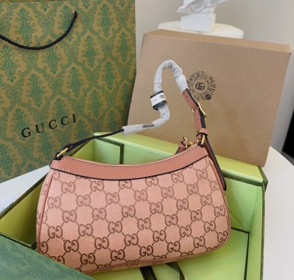 GG OPHIDIA GG SMALL HANDBAG PINK 25CM 735145 FACC5 5748
