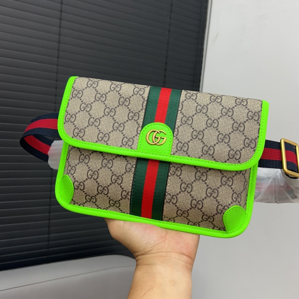 GG OPHIDIA GG SMALL BELT BAG BRIGHT GREEN 24CM ‎752597 FADIC 9761