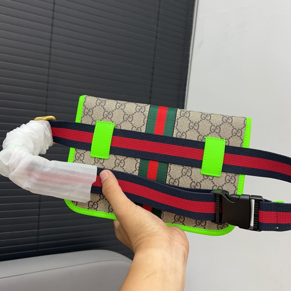 GG OPHIDIA GG SMALL BELT BAG BRIGHT GREEN 24CM ‎752597 FADIC 9761