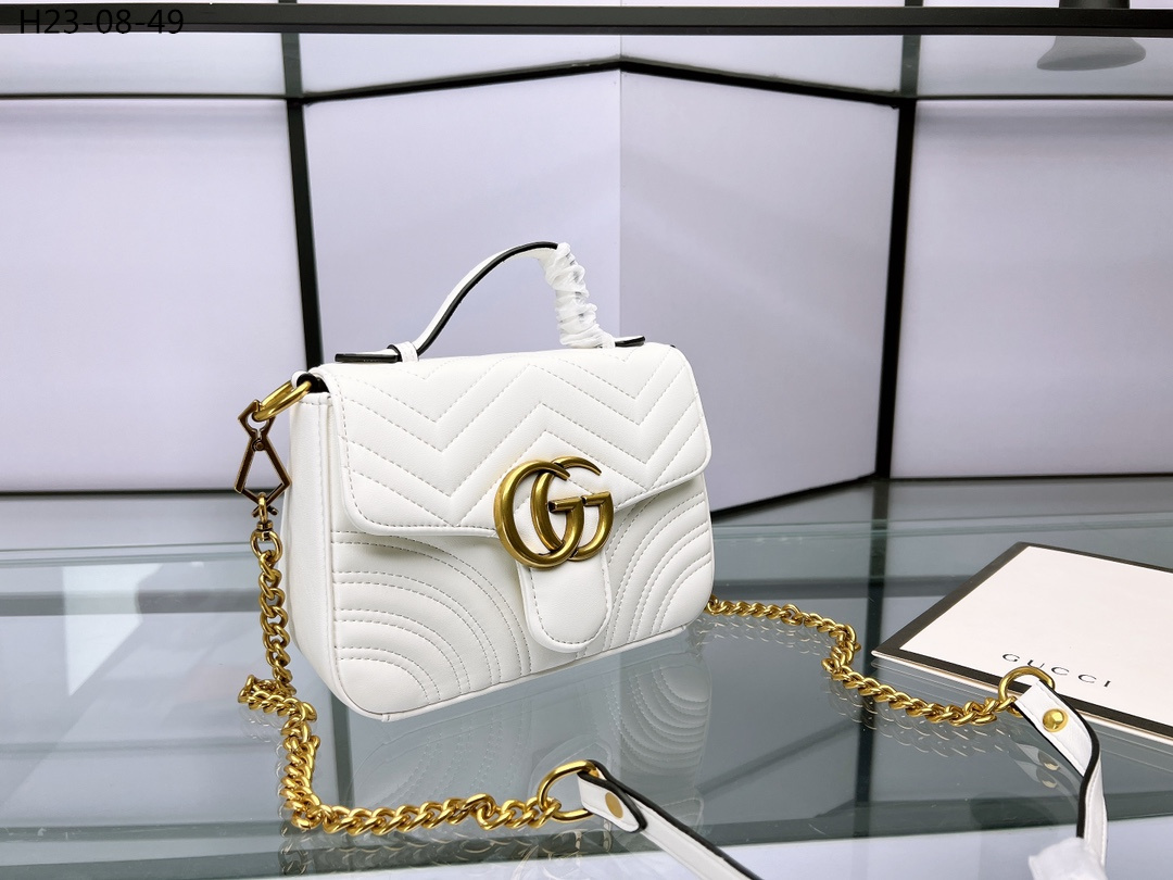 GG GG MARMONT MINI TOP HANDLE BAG WHITE 20CM ‎547260 DTDIT 9022