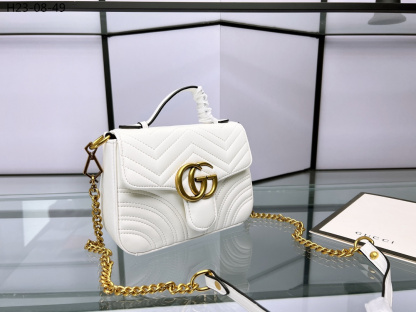 GG GG MARMONT MINI TOP HANDLE BAG WHITE 20CM ‎547260 DTDIT 9022