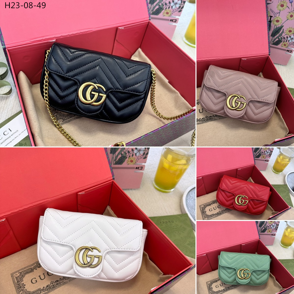 GG GG MARMONT LEATHER SUPER MINI BAG WHITE 17CM ‎476433 DTDCT 9022