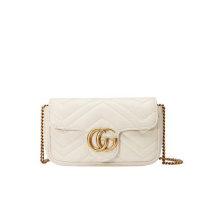 GG GG MARMONT LEATHER SUPER MINI BAG WHITE 17CM ‎476433 DTDCT 9022