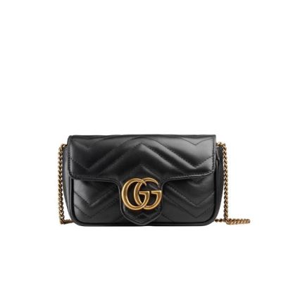 GG GG MARMONT LEATHER SUPER MINI BAG BLACK 17CM 476433 DTDCT 1000