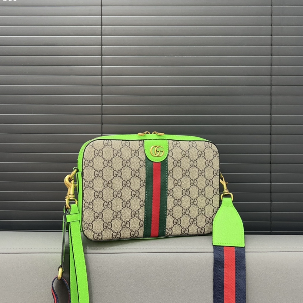 GG OPHIDIA GG SHOULDER BAG BEIGE GREEN 16CM