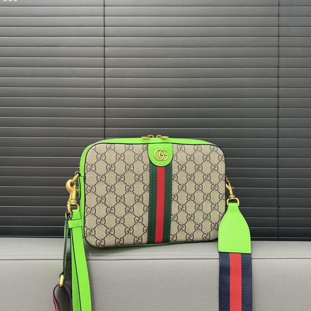 GG OPHIDIA GG SHOULDER BAG BEIGE GREEN 16CM