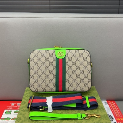 GG OPHIDIA GG SHOULDER BAG BEIGE GREEN 16CM