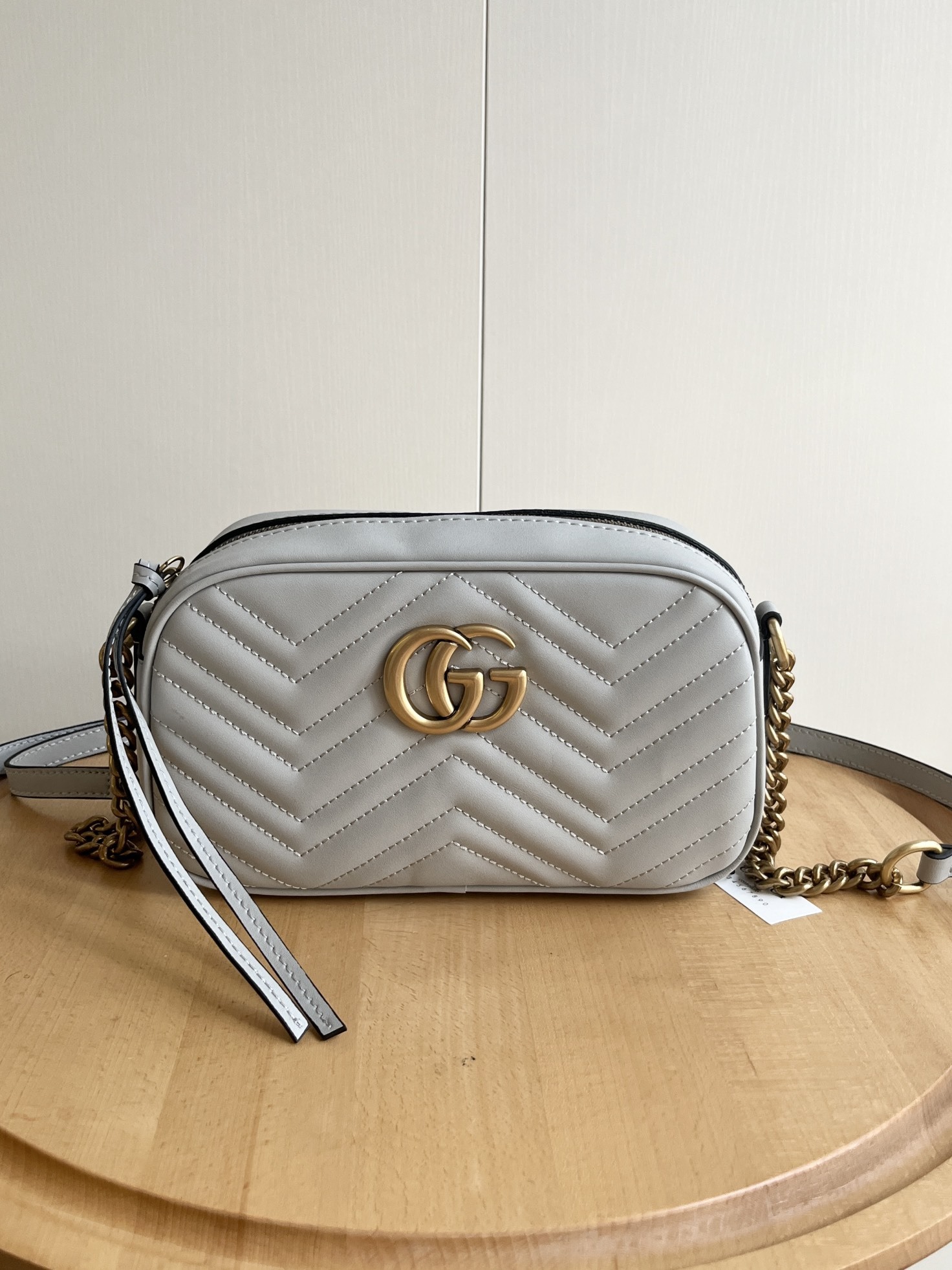 GG GG MARMONT SMALL SHOULDER BAG LIGHT GREY 24CM 447632 AABZB 1712