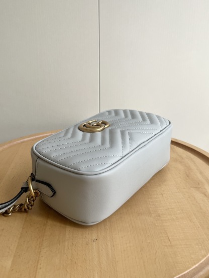 GG GG MARMONT SMALL SHOULDER BAG LIGHT GREY 24CM 447632 AABZB 1712