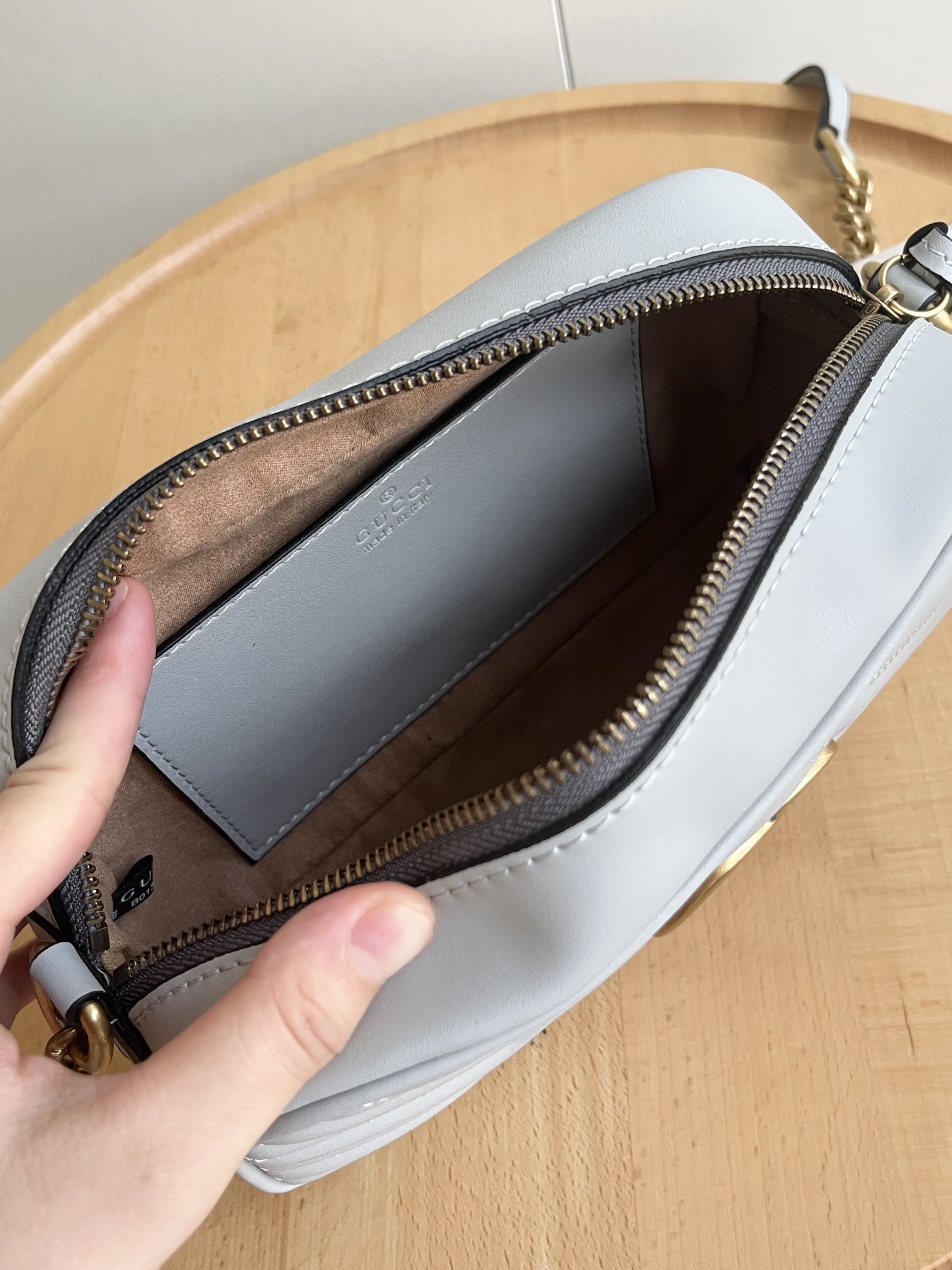 GG GG MARMONT SMALL SHOULDER BAG LIGHT GREY 24CM 447632 AABZB 1712