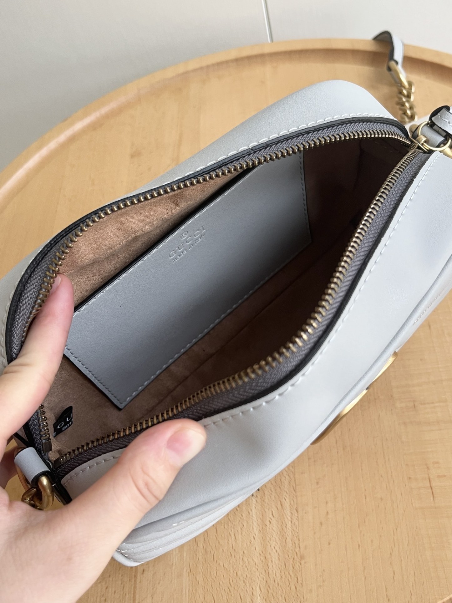 GG GG MARMONT SMALL SHOULDER BAG LIGHT GREY 24CM 447632 AABZB 1712