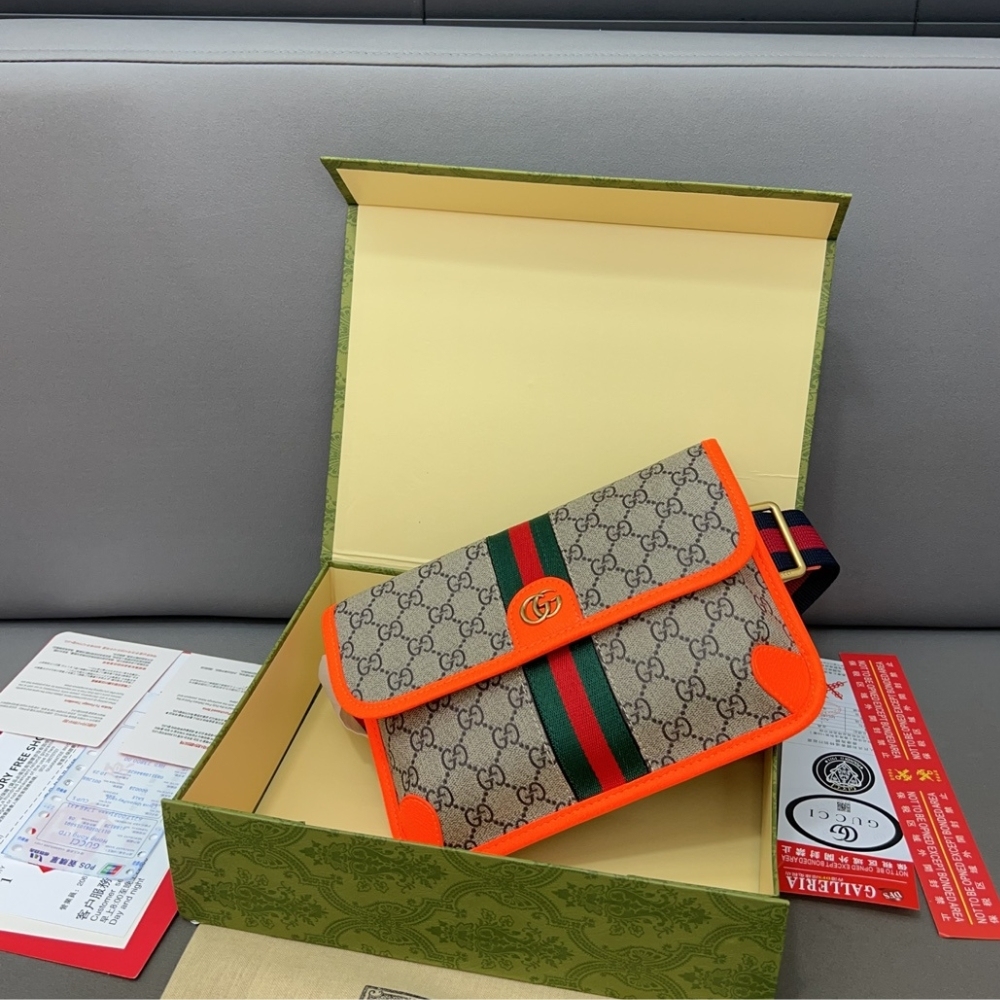 GG OPHIDIA GG SMALL BELT BAG BRIGHT ORANGE 24CM 752597 FADIC 9758