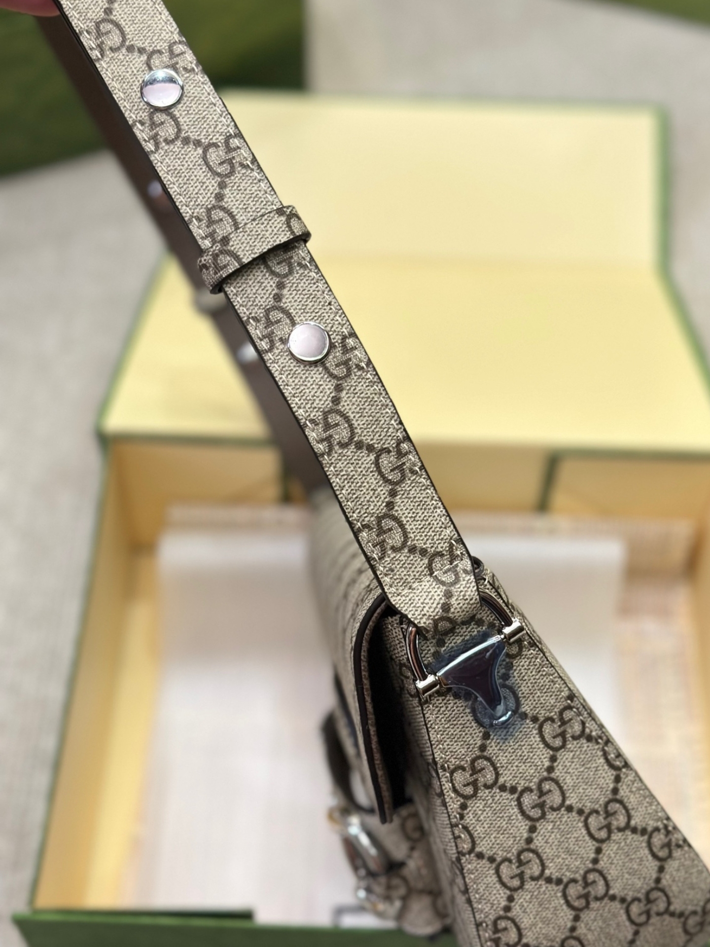 GG HORSEBIT 1955 SMALL SHOULDER BAG BEIGE 25CM 764155 KGD0N 9742